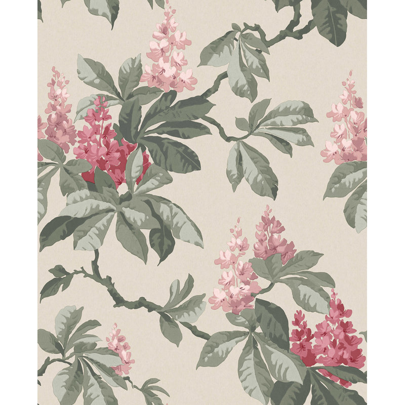 Papier peint floral châtaignier, Rose