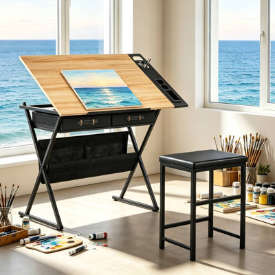 Bureau de dessin avec tabouret Yumisani