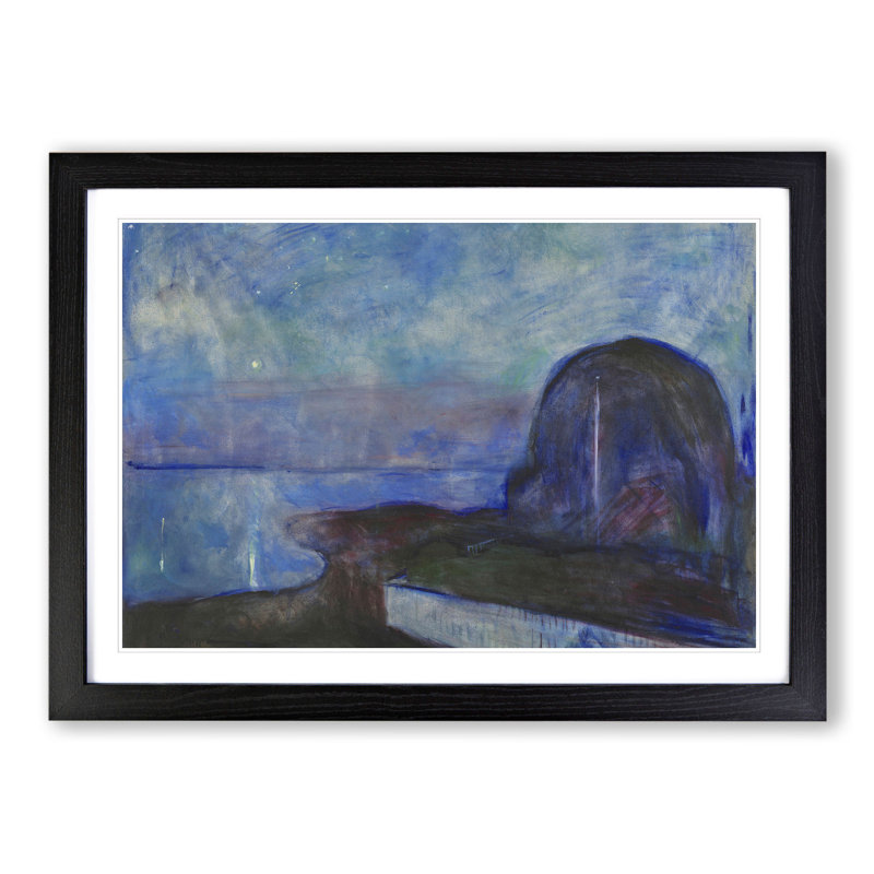 Starry Night by Edvard Munch - Picture Frame Painting, 27cm H x 36cm W x 2cm D, Black