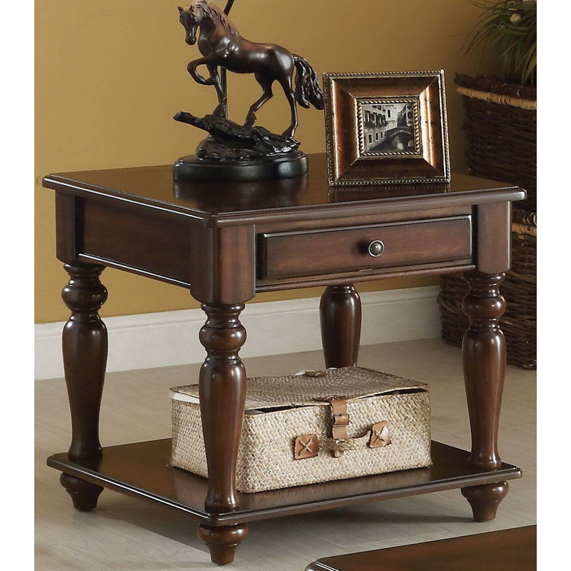Table de bout avec rangement Attison, Marron foncé