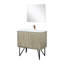 Meuble-lavabo rustique en acacia 36 po X P 20 po , Comptoir en quartz blanc, ensemble de robinets en or rose et Miroir-118024580