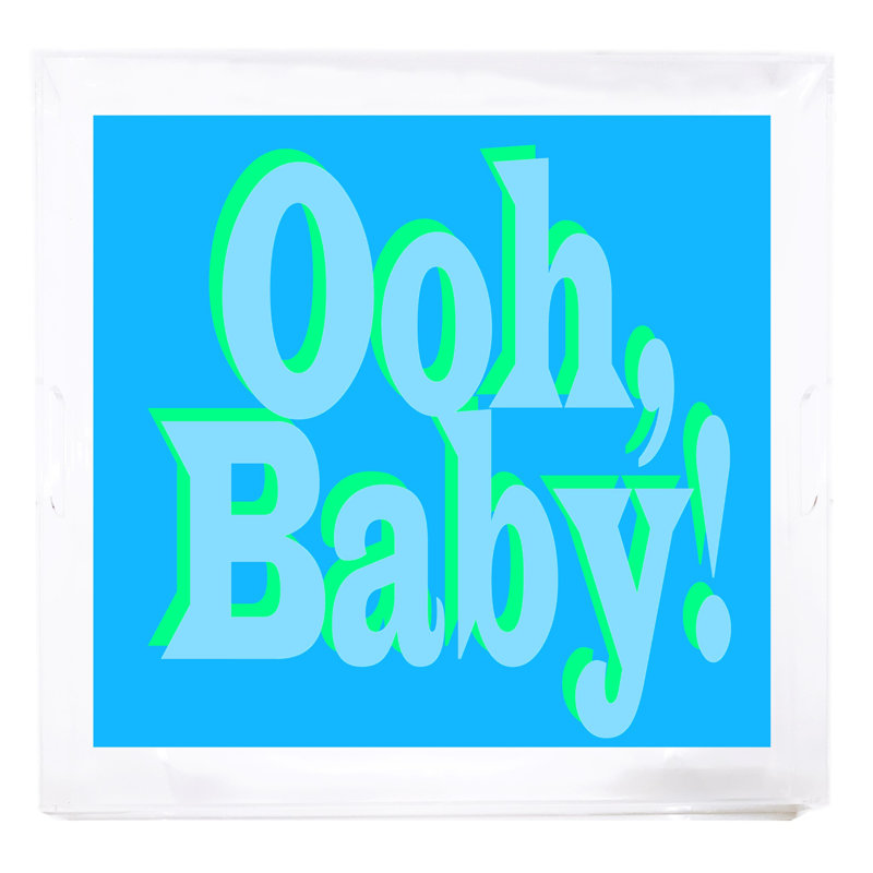 Ooh Baby Acrylic Square Decorative Tray, Blue/Green