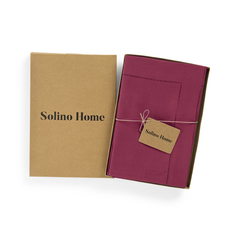 100% Pure Linen Hemstitch Dinner Napkins - Classic Hemstitch, Beet