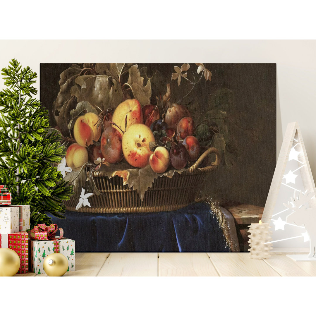 Still Life Fruit Basket Canvas Wall Art, Gallery Wrapped Canvas Print, Ready to Hang, Archival Ink, Vintage Painting, Home Decor, Statement