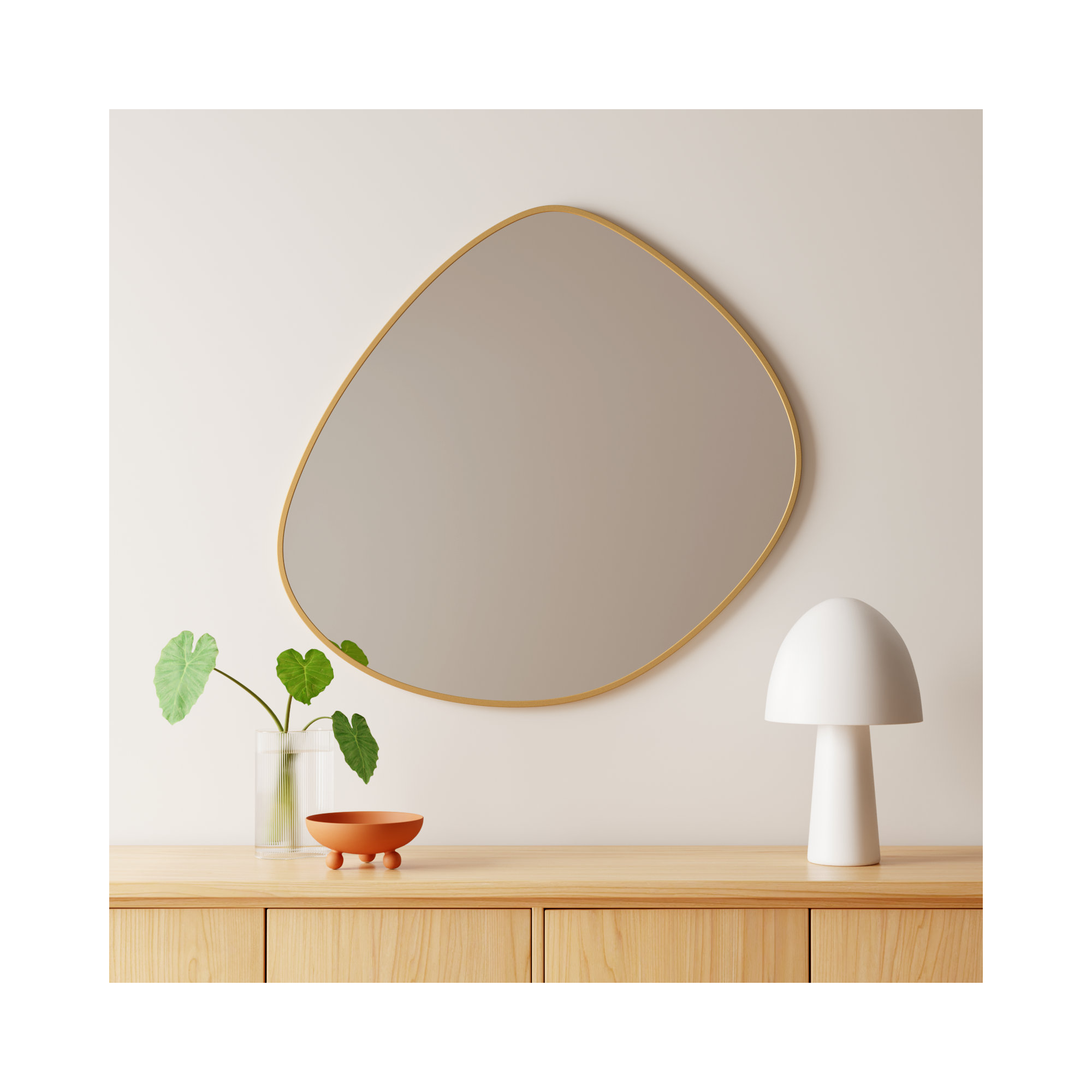 Eastie Metal Mirror, Gold, 37" x 36"