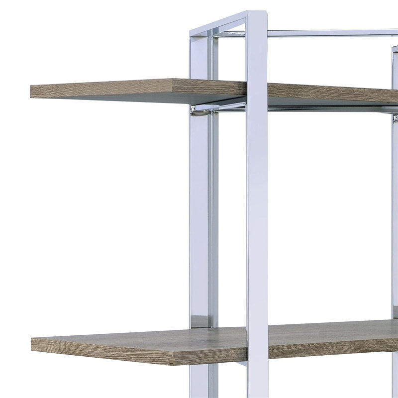 Corbin Metal Bookcase with Wooden Shelves, Natural