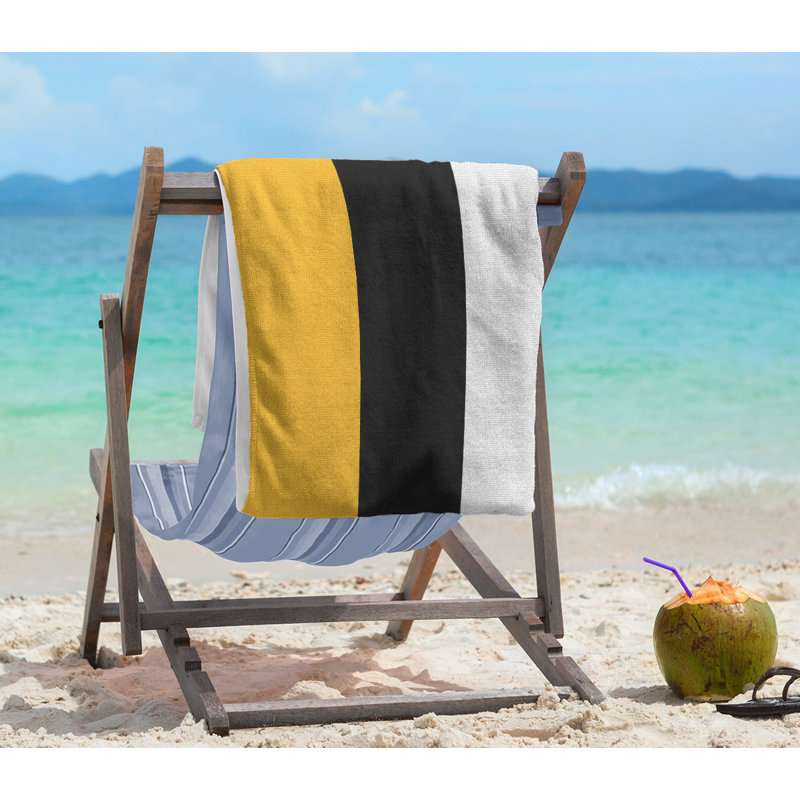 Lightweight Beach Towel, Pittsburgh Gold/Black/White, Microfiber