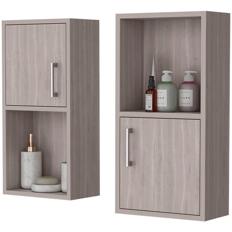 Armoire de salle de bain murale en chêne blanc avec tablette ouverte - Unité de rangement contemporaine Solution fonctionnelle