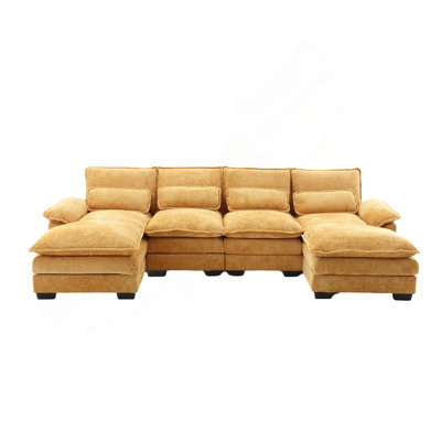 Modern Large Chenille Fabric U-Shape Sectional Sofa