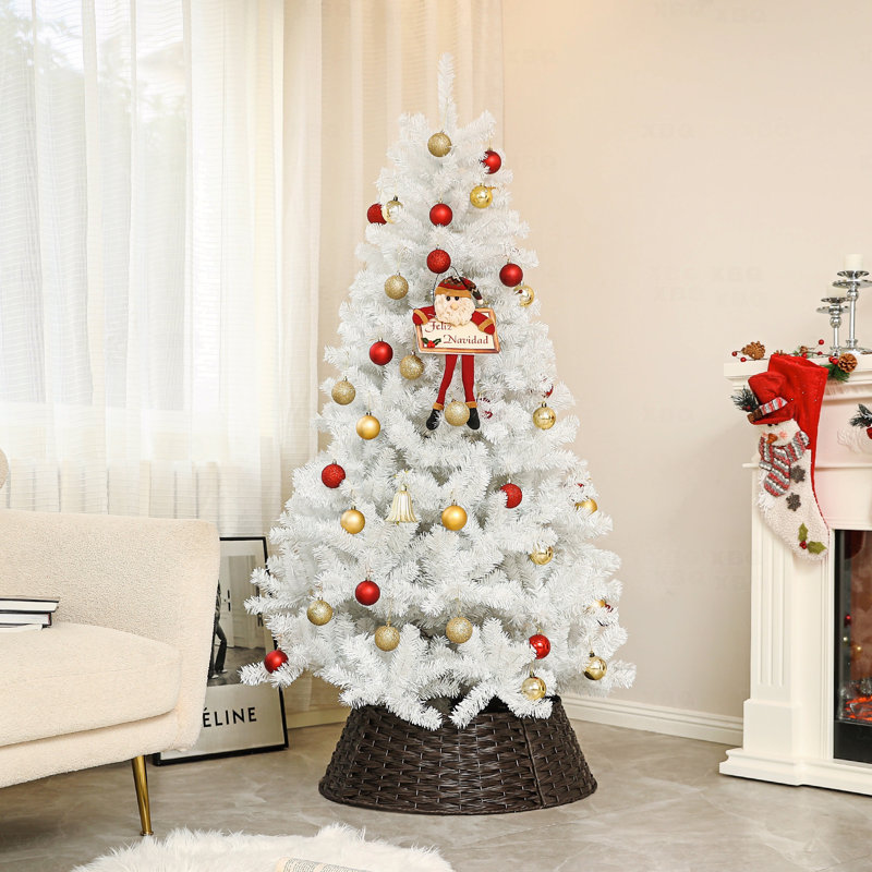 Arbre de Noël artificiel non éclairé 6 pi, 1000 branches, ouverture automatique, base en acier, décoration des Fêtes pour bureau à domicile
