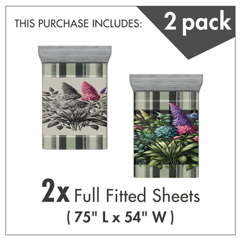 Microfiber Leafy Art Fitted Sheet, Full Fitted Sheet