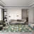 Washable Indoor/Outdoor Green Floral Area Rug Soft Accent Rug Vintage Low Pile for Living Room Bedroom balcony Entrance