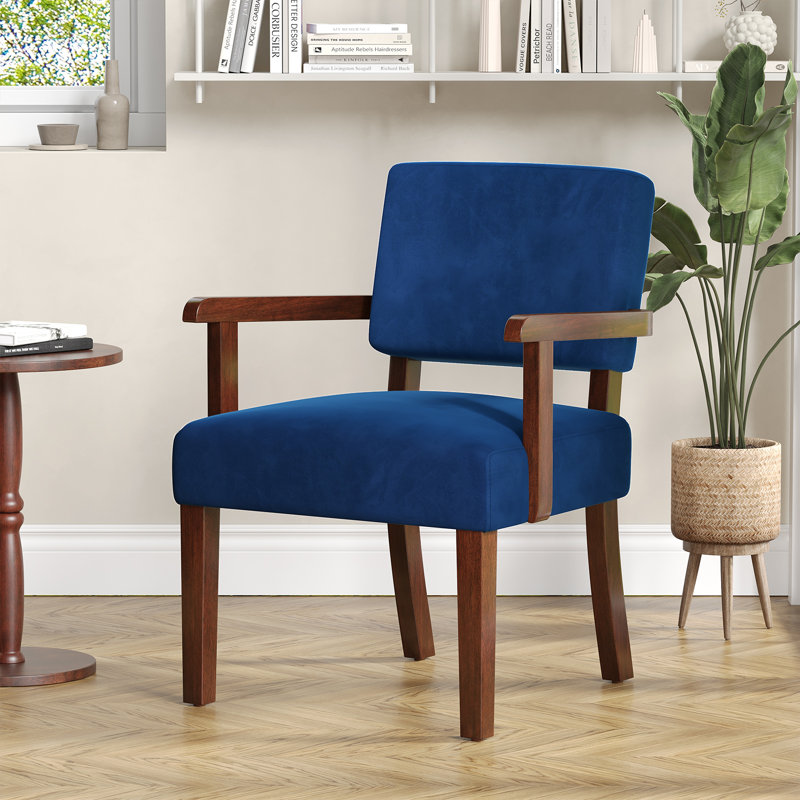 Fauteuil d'appoint Naethan, Velours bleu marine