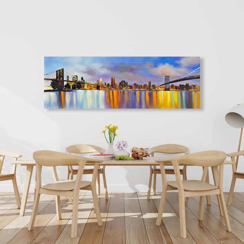 Ville colorée avec pont par jour - décor de toile moderne