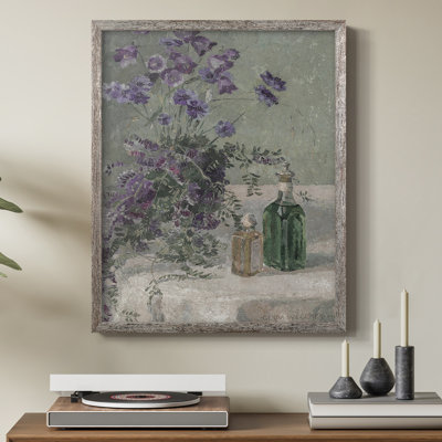 Reproduction florale vintage avec encadrement CCLxxiii - bois massif