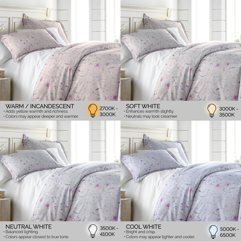 Secret Meadow Microfiber Reversible Duvet Cover Set, Queen Duvet Cover + 2 Standard Shams, Gray Floral 2