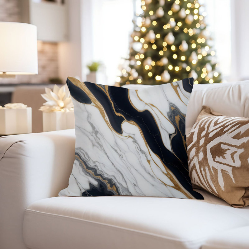 Abstract Geode Marble Crystals Symphony V Pillow Cover, 18"H x 18"W