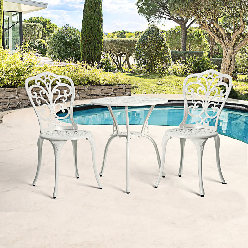 Ensemble bistro 3 pièces pour patio extérieur, White