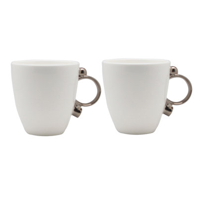 Geometrica Silver Rim Bone China Coffee Mug