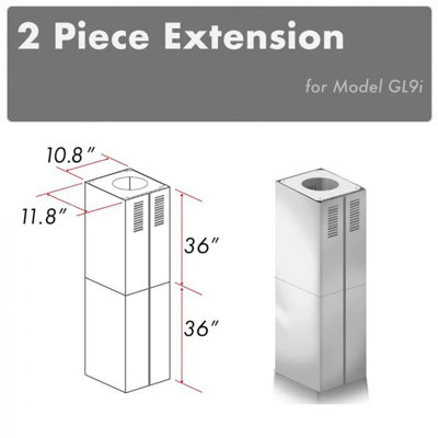 Zline 2-36 In. Chimney Extensions For 10 Ft. To 12 Ft. Ceilings (2pcext-gl9i) In Stainless Steel