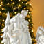 Ensemble de crèche de Noël en résine 5 pièces avec arbres de Noël-2058828028