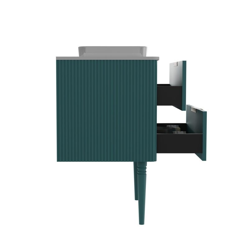 Meuble-lavabo autoportant rayé 30 po avec lavabo en céramique pré-assemblé, Vert
