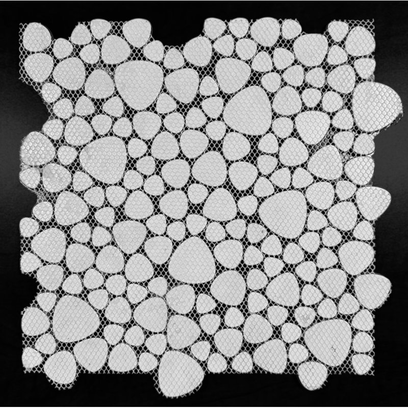12 x 12 galets super blanc brillant