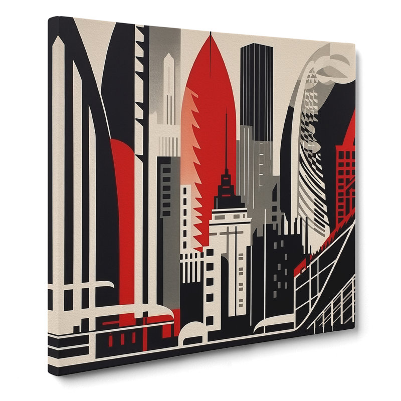 City Of London Constructivism - Wrapped Canvas - Framed Print, 35cm H x 35cm W x 3cm D