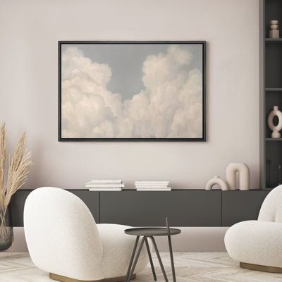 Reproduction d'art sur toile encadrée - paysage de nuages rétro, salon, décor minimaliste moderne