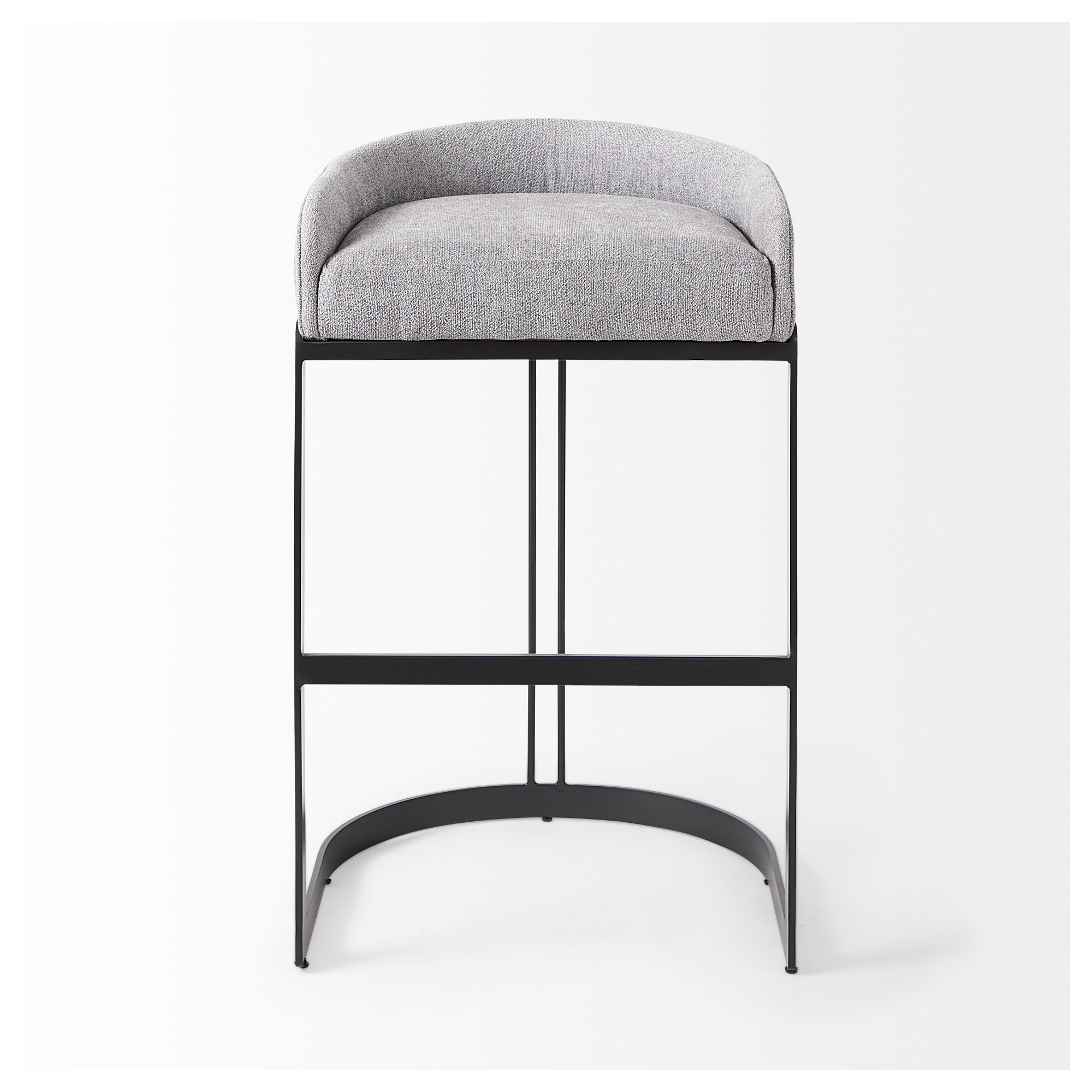 Bradley Upholstered Bar & Counter Stool, Bar Stool (28.75" Seat Height), Light Grey Performance, Black