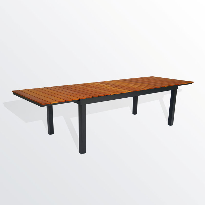 Table de salle à manger d'extérieur en aluminium Xola pour 12 personnes avec plateau en teck Xola