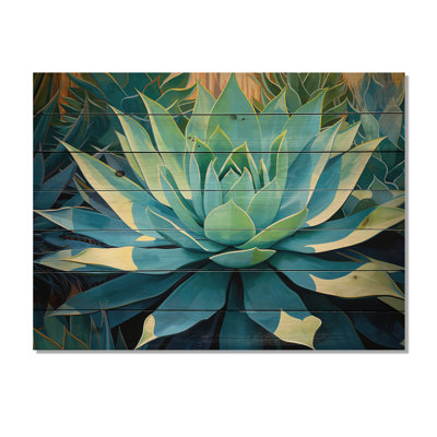«Mellyssa Green Succulents Majestic Agave II», reproduction sur bois naturel