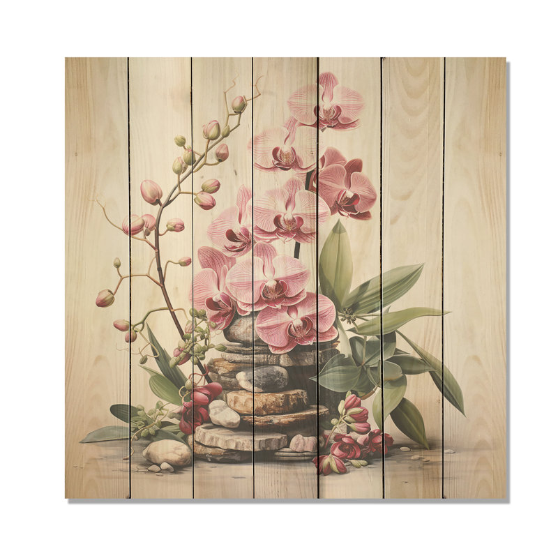 «Mauve Orchid Beauty II» - impression d'orchidée sur bois, H 30 po x l 30 po