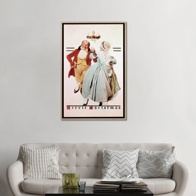 «Couple Dancing Under Mistletoe», reproduction d'art sur toile encadrée