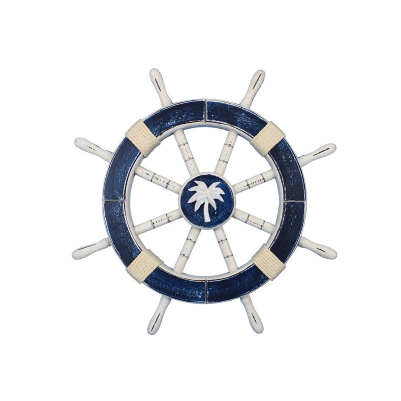 Décoration murale 18" à bateau décoratif avec palmier Elginpark, Bleu foncé