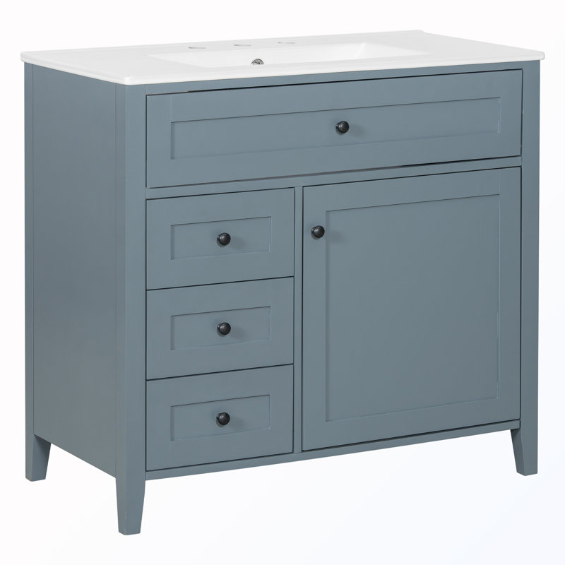 Armoire de rangement autoportante avec tiroirs et tablette réglable, Bleu gris