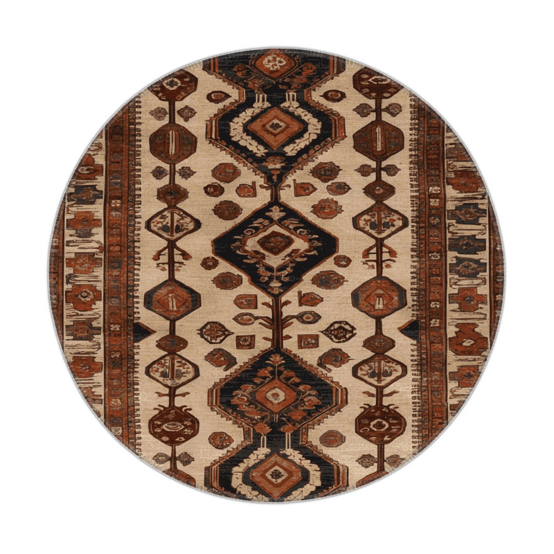 Tapis turc intérieur et extérieur brun, Rond 5 pi