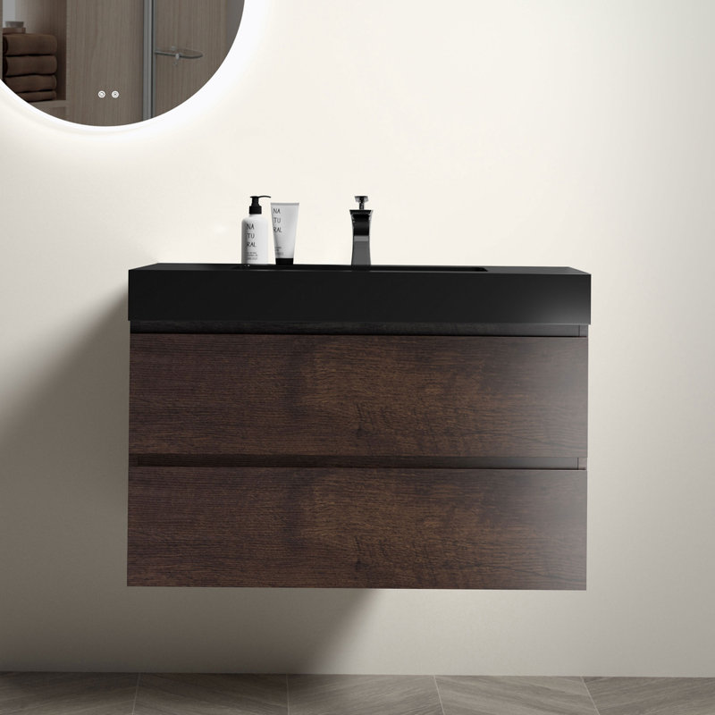 Tanjala 35.8'' Single Bathroom Vanity with Solid Surface Top