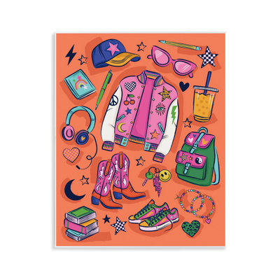  «Bright Fashion School Essentials», art mural sur bois par Lisa Perry White