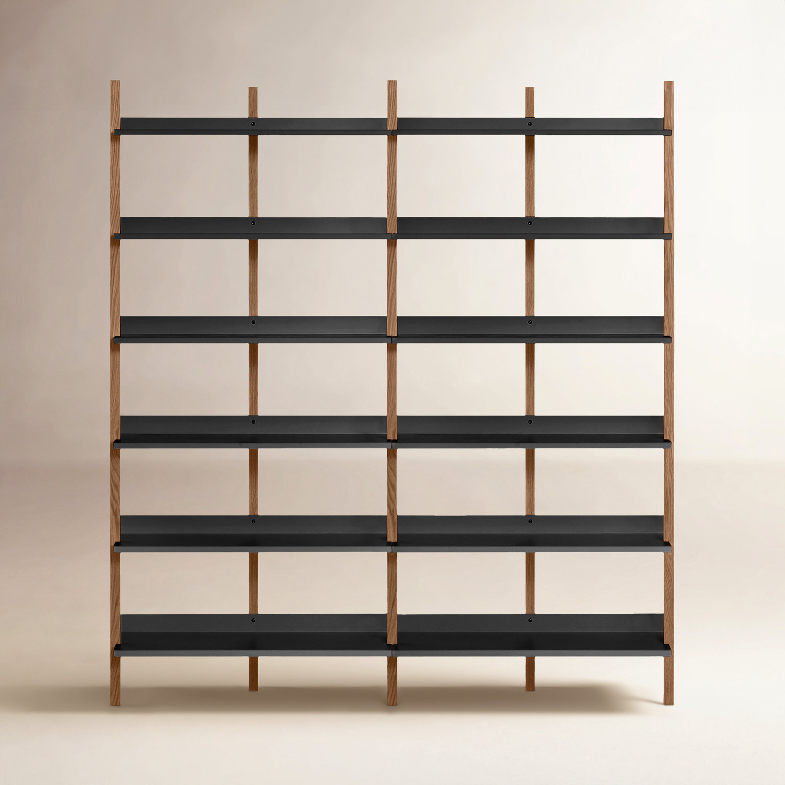 Browser Standard Bookcase, (6 Shelves) 82" H x 37" W x 17" D, Walnut/Oblivion