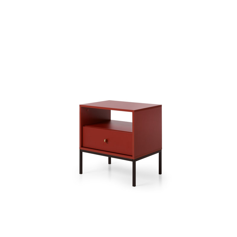 Hankey Four Leg Coffee Table with Storage, Red wine