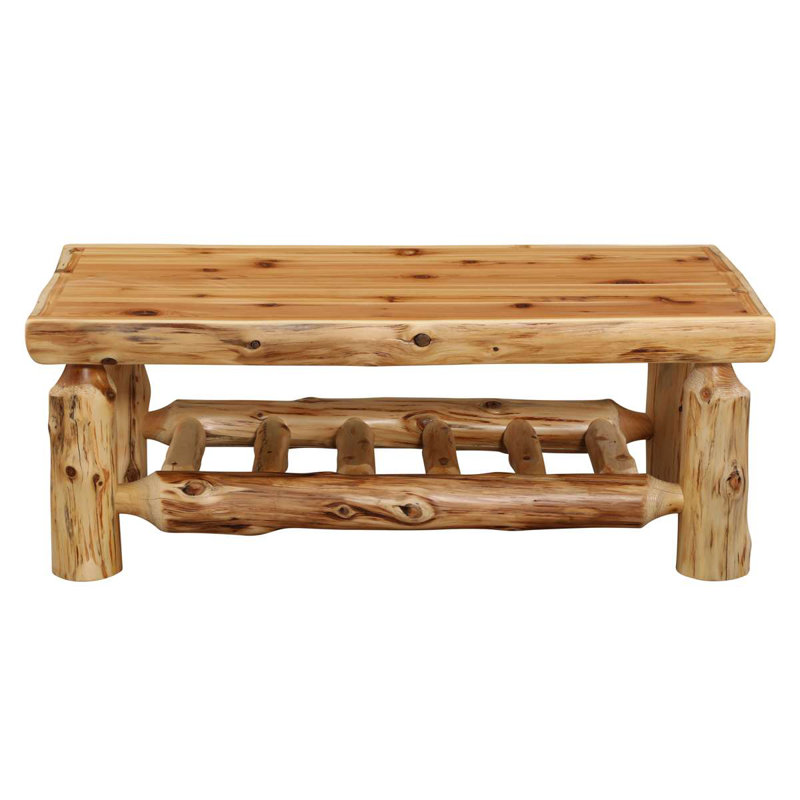 Table basse rectangulaire Cedar Log, 40 po x 20 po, rétro, 18" H x 40" W x 20" D, Vintage