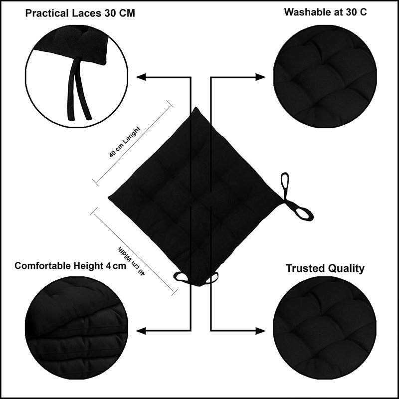 Garden Seat Cushion, Black