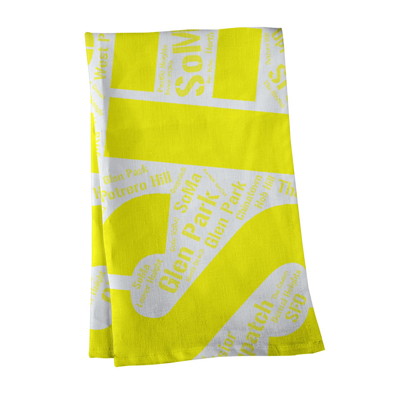Cotton Tea Towel Kitchen Towel, Yellow, San Francisco