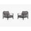Charcoal Aluminum Outdoor Armchair Conversation Set, Dark Pebble Gray
