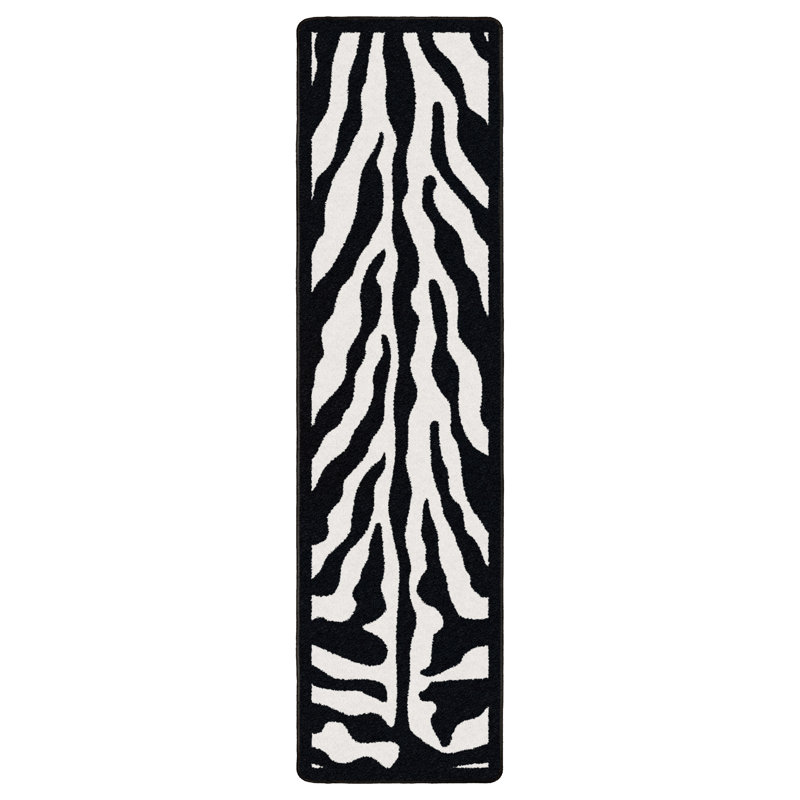 Alminus Zebra Glam Animal Print Area Rug, Runner 2'1" x 7'8"