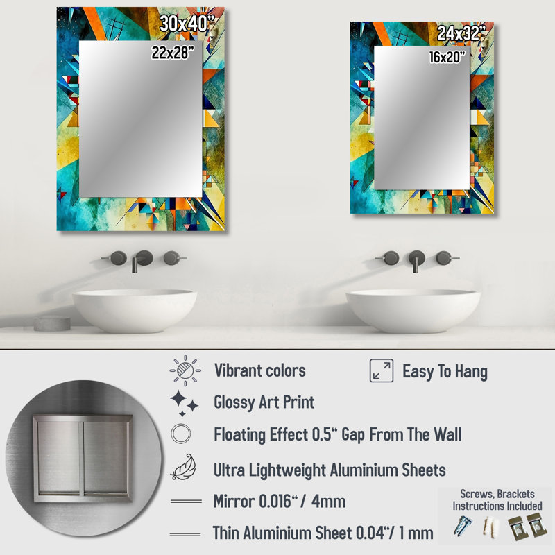 Autumn Jazz In The Afternoon Geometric Fusion - Geometric Large Mirror, Modern Unique Wall Mirror Decor, Printed Metal Art