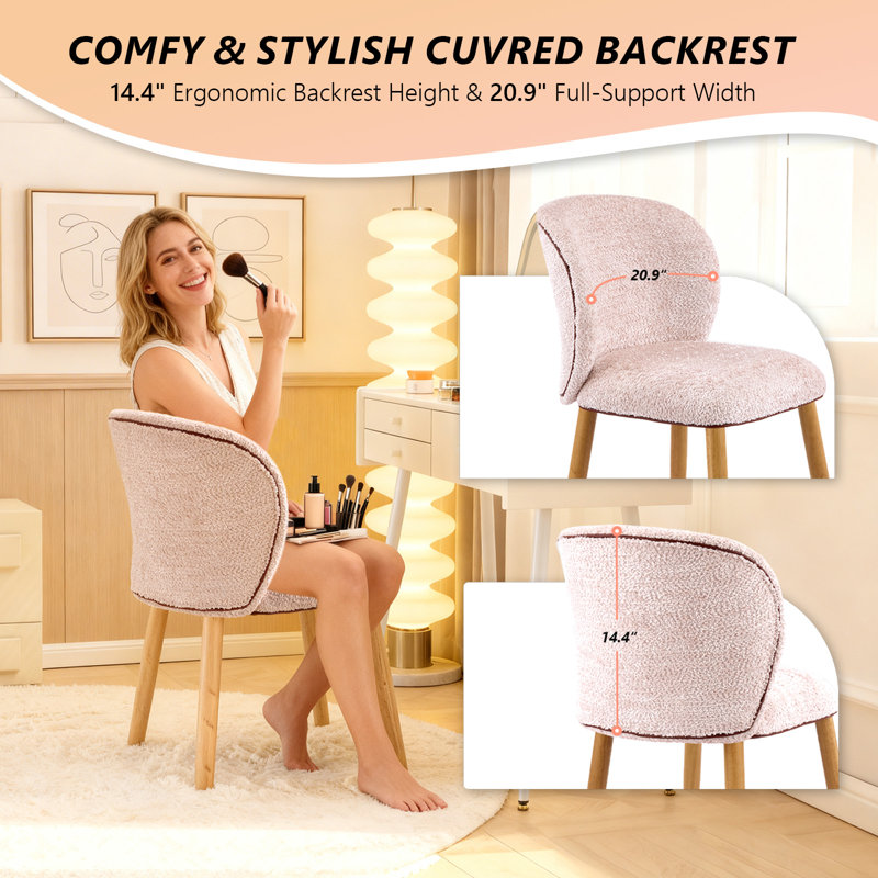 Chaise d'appoint moderne à dossier courbé, Rose