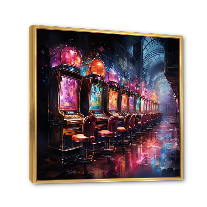 Machines à sous Casino Royale II sur toile, H 36 po x l 36 po x P 1,5 po, Cadre flottant doré