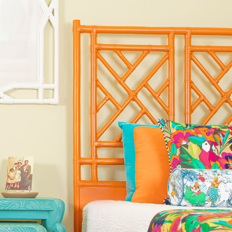 Chippendale Open-Frame Headboard, Queen, Citrus Orange